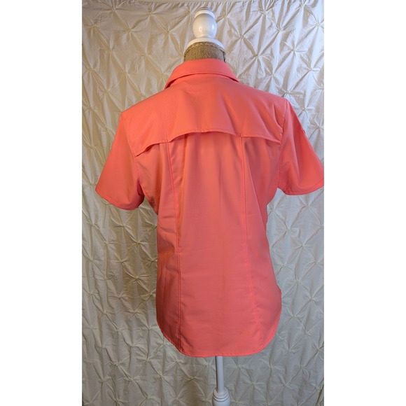REI Hiking Shirt Women MediumCoral Vented Side Zipper Outdoor Gorpcore Button Up - Picture 8 of 9